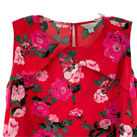 BELLE SKY Red Floral Cold Shoulder Long Bell Sleeve Loose Boho Blouse Top XXL - Picture 7 of 11